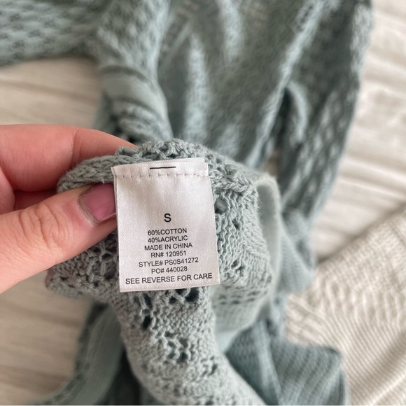 Teal Longline Crochet Cardigan - Picture 9 of 9